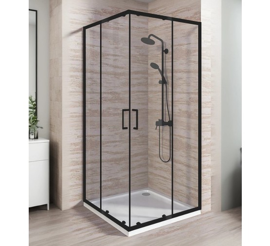 Душевой угол GOOD DOOR Lite CR-90-C-B 900х900 черный,прозр. стекло 