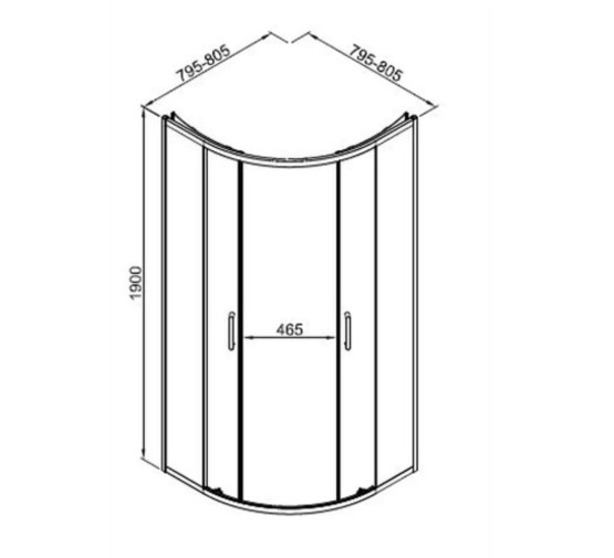 Душевой угол GOOD DOOR Lite R-80-C-B 800х800 черный,прозр. стекло 