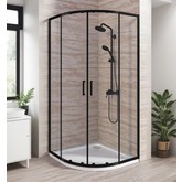 Душевой угол GOOD DOOR Lite R-80-C-B 800х800 черный,прозр. стекло 