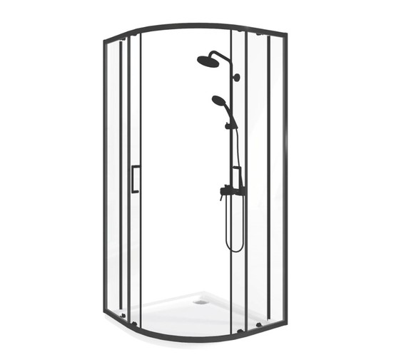 Душевой угол GOOD DOOR Lite R-90-C-B 900х900 черный,прозр. стекло 