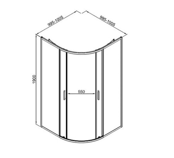 Душевой угол GOOD DOOR Lite R-100-C-B 1000х1000 черный,прозр. стекло 