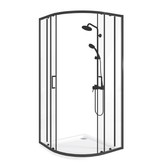 Душевой угол GOOD DOOR Lite R-100-C-B 1000х1000 черный,прозр. стекло 