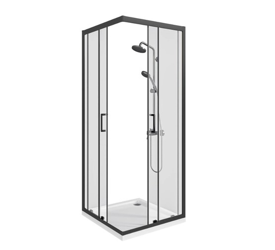 Душевой угол GOOD DOOR Cube CR-80-C-B 800х800 черный,прозр. стекло 