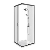 Душевой угол GOOD DOOR Cube CR-80-C-B 800х800 черный,прозр. стекло 