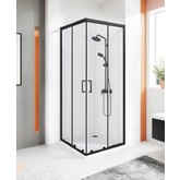 Душевой угол GOOD DOOR Cube CR-100-C-B 1000х1000 черный,прозр. стекло 