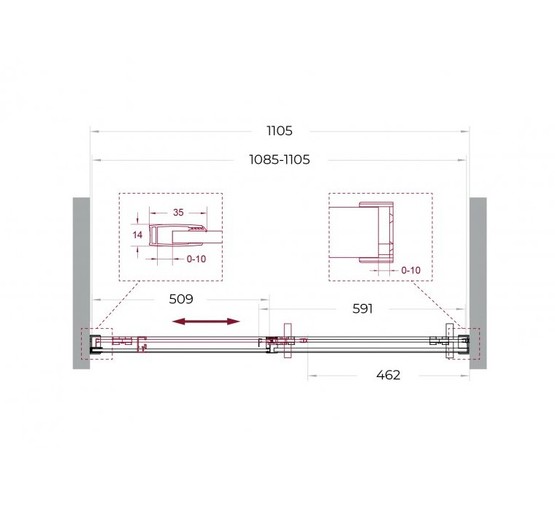 Душевая дверь BelBagno SOFT CLOSE-1 110 см хром, прозр.стекло 