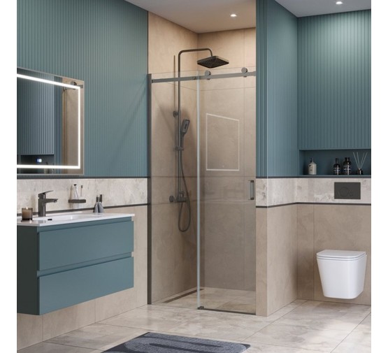 Душевая дверь BelBagno SOFT CLOSE-2 110 см оружейная сталь, прозр.стекло 