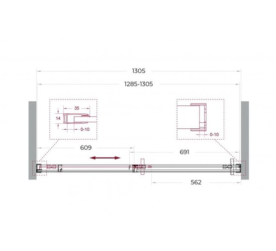 Душевая дверь BelBagno SOFT CLOSE-1 130 см хром, прозр.стекло 