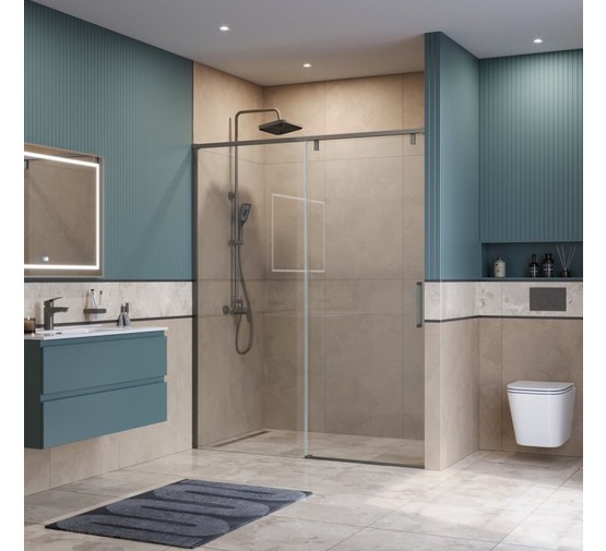 Душевая дверь BelBagno SOFT CLOSE-1 130 см оружейная сталь, прозр.стекло 