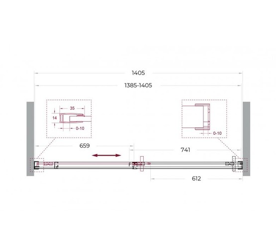 Душевая дверь BelBagno SOFT CLOSE-1 140 см хром, прозр.стекло 