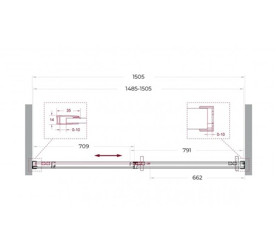 Душевая дверь BelBagno SOFT CLOSE-1 150 см оружейная сталь, прозр.стекло 