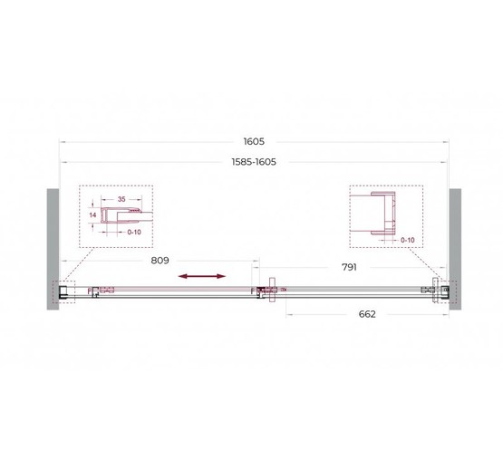 Душевая дверь BelBagno SOFT CLOSE-1 160 см оружейная сталь, прозр.стекло 