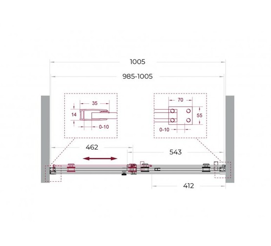 Душевая дверь BelBagno SOFT CLOSE-2 100 см хром, прозр.стекло 