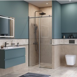 Душевая дверь BelBagno SOFT CLOSE-2 100 см оружейная сталь, прозр.стекло 