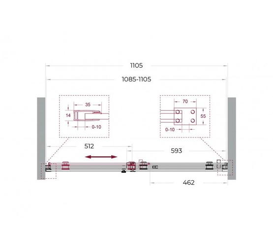 Душевая дверь BelBagno SOFT CLOSE-2 110 см хром, прозр.стекло 