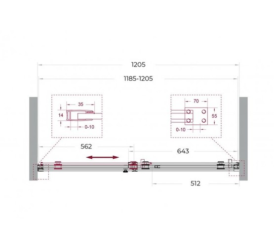 Душевая дверь BelBagno SOFT CLOSE-2 120 см оружейная сталь, прозр.стекло 