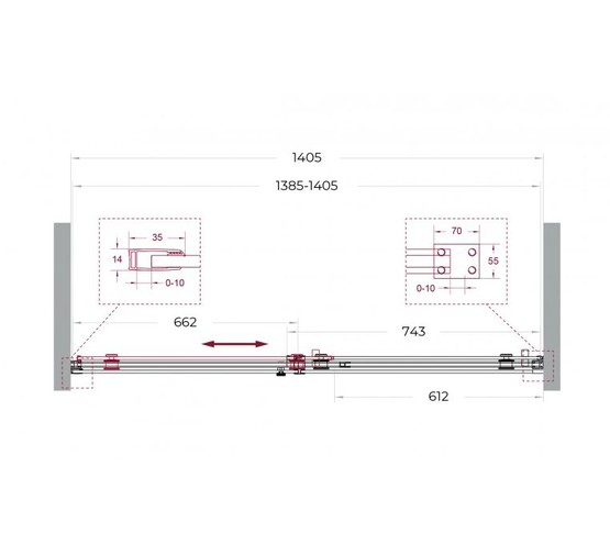 Душевая дверь BelBagno SOFT CLOSE-2 140 см оружейная сталь, прозр.стекло 