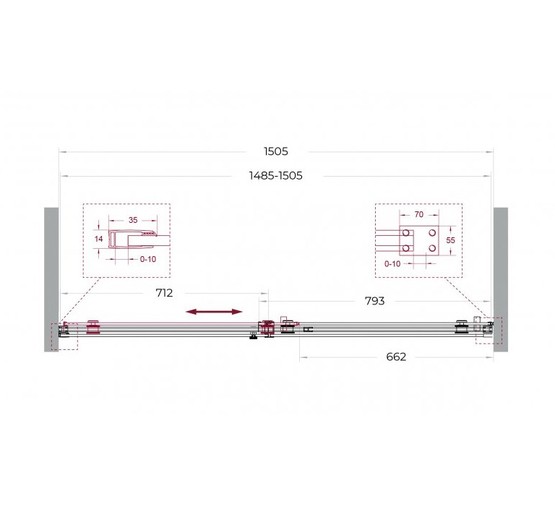 Душевая дверь BelBagno SOFT CLOSE-2 150 см хром, прозр.стекло 