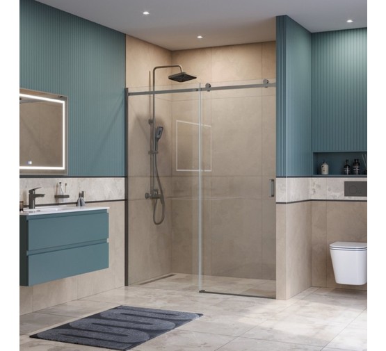 Душевая дверь BelBagno SOFT CLOSE-2 150 см оружейная сталь, прозр.стекло 