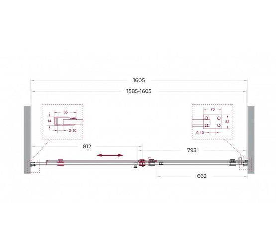 Душевая дверь BelBagno SOFT CLOSE-2 160 см хром, прозр.стекло 