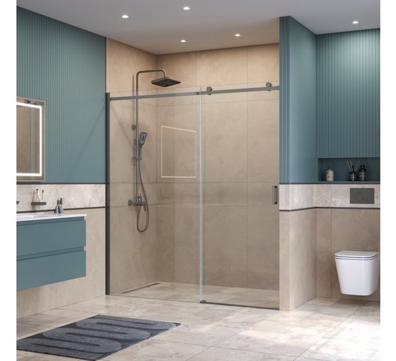 Душевая дверь BelBagno SOFT CLOSE-2 180 см оружейная сталь, прозр.стекло 