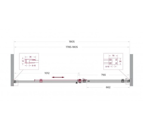 Душевая дверь BelBagno SOFT CLOSE-2 180 см оружейная сталь, прозр.стекло 