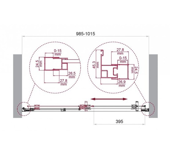 Душевая дверь BelBagno Luce 100 см хром, прозр.стекло 
