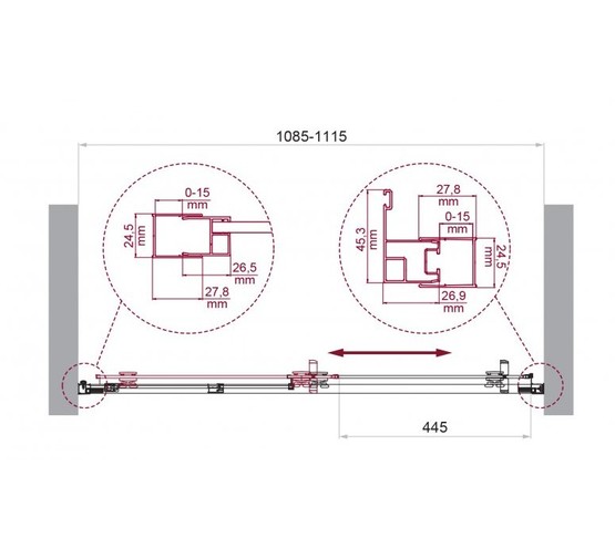 Душевая дверь BelBagno Luce 110 см хром, прозр.стекло 