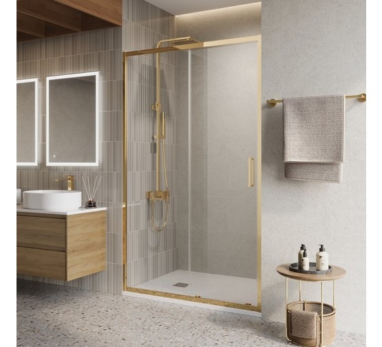 Душевая дверь BelBagno Luce 110 см золото, прозр.стекло 