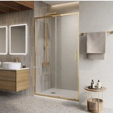 Душевая дверь BelBagno Luce 120 см золото, прозр.стекло 