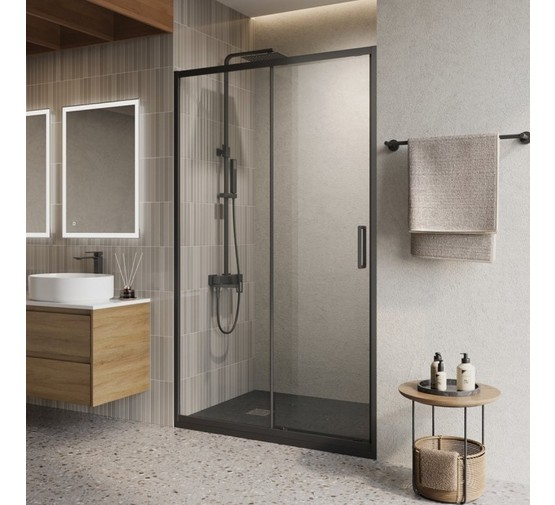 Душевая дверь BelBagno Luce 120 см черный, прозр.стекло 