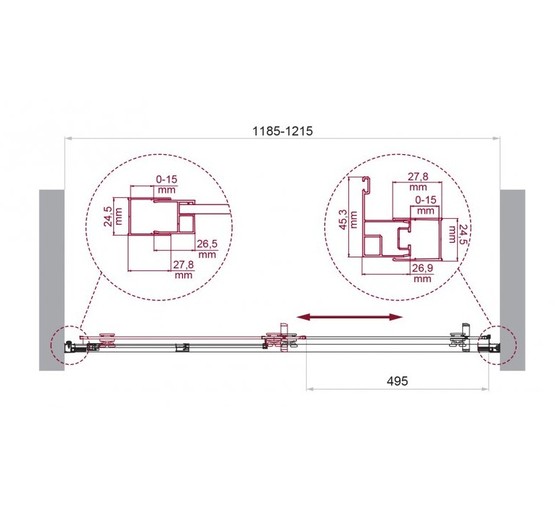 Душевая дверь BelBagno Luce 120 см черный, прозр.стекло 