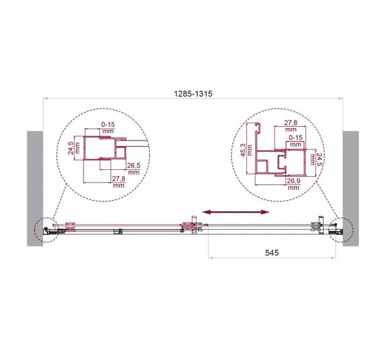Душевая дверь BelBagno Luce 130 см хром, прозр.стекло 