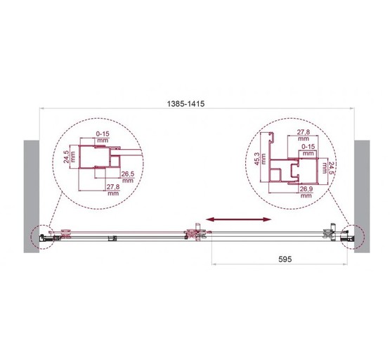 Душевая дверь BelBagno Luce 140 см хром, прозр.стекло 