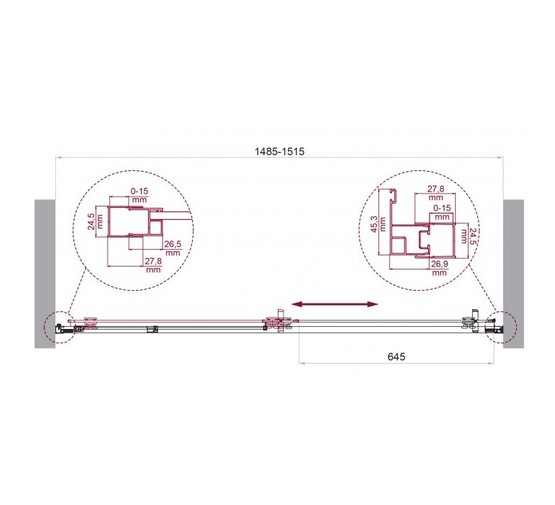 Душевая дверь BelBagno Luce 150 см хром, прозр.стекло 