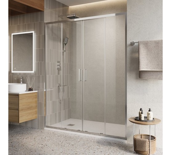 Душевая дверь BelBagno Luce 140 см хром, прозр.стекло 