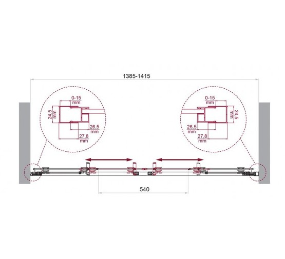 Душевая дверь BelBagno Luce 140 см хром, прозр.стекло 