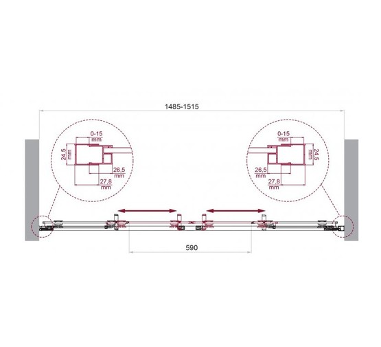 Душевая дверь BelBagno Luce 150 см хром, прозр.стекло 