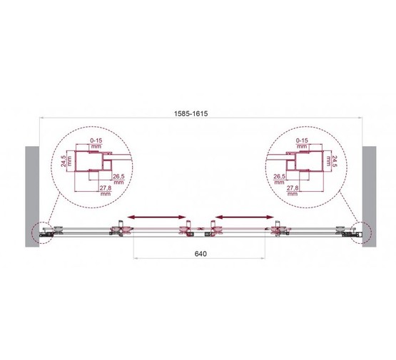 Душевая дверь BelBagno Luce 160 см хром, прозр.стекло 