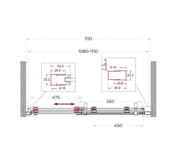 Душевая дверь BelBagno Marino 2 110 см хром, прозр.стекло 
