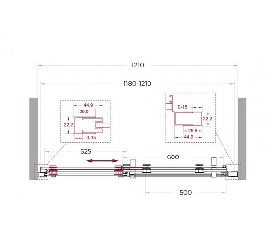 Душевая дверь BelBagno Marino 2 120 см оружейная сталь, прозр.стекло 