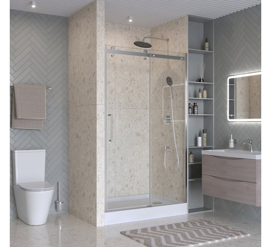 Душевая дверь BelBagno Marino 2 130 см хром, прозр.стекло 