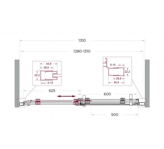 Душевая дверь BelBagno Marino 2 130 см хром, прозр.стекло 