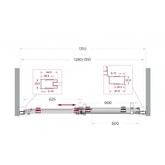 Душевая дверь BelBagno Marino 2 130 см оружейная сталь, прозр.стекло