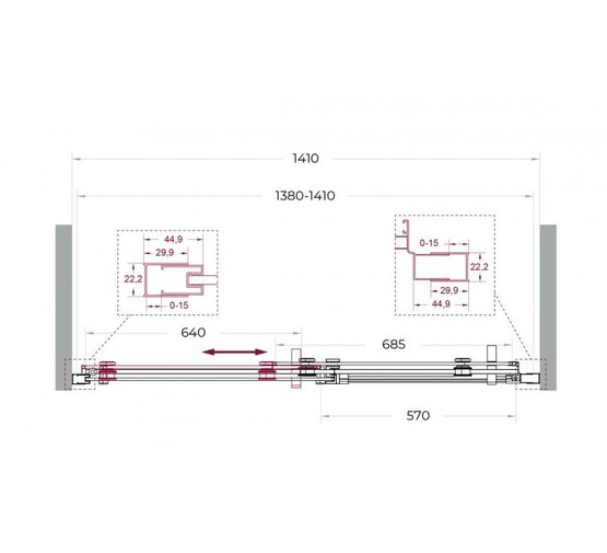 Душевая дверь BelBagno Marino 2 140 см хром, прозр.стекло 