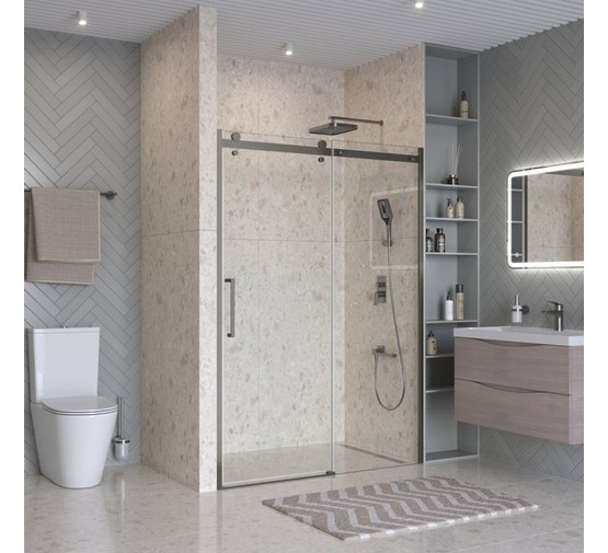 Душевая дверь BelBagno Marino 2 140 см оружейная сталь, прозр.стекло 