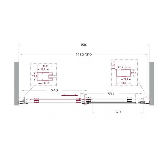 Душевая дверь BelBagno Marino 2 150 см хром, прозр.стекло 