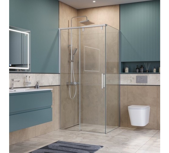 Душевой угол BelBagno Soft Close-1 1000x900 хром, прозр.стекло 