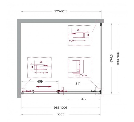 Душевой угол BelBagno Soft Close-1 1000x900 хром, прозр.стекло 
