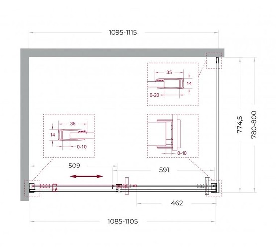 Душевой угол BelBagno Soft Close-1 1100x800 хром, прозр.стекло 